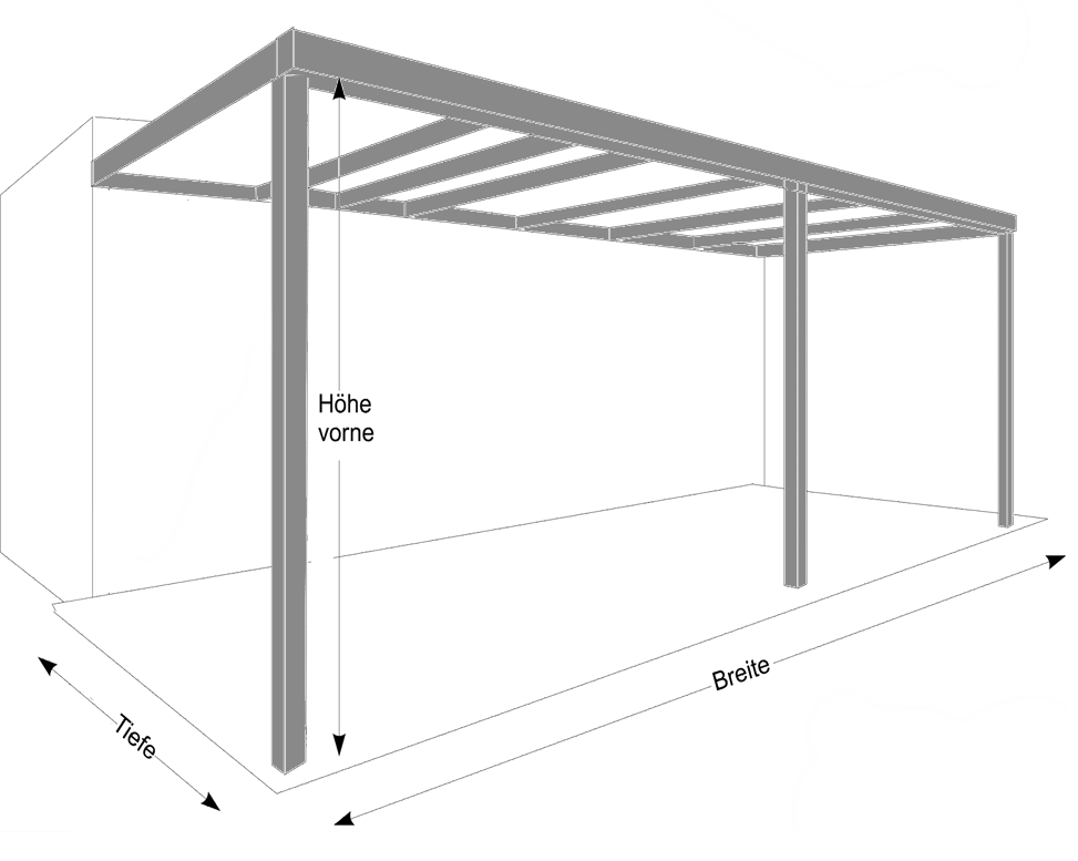 Skizze einer Terrassenüberdachung